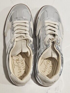 Blowfish Malibu Silver & Cream Platform Casual Sneakers Size 8.5M NWOB